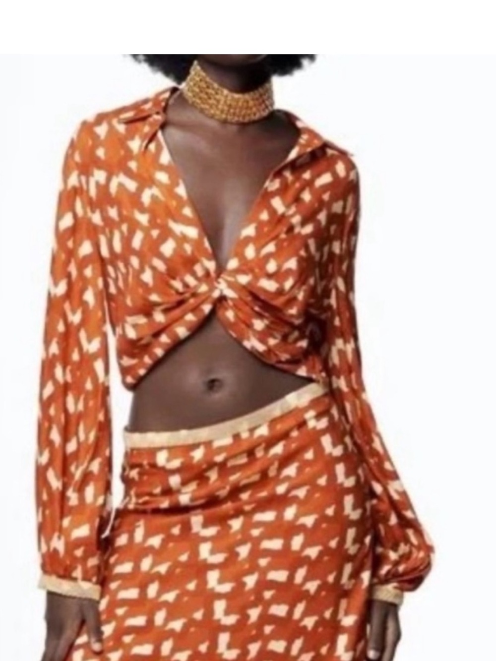 Zara Beaded Top Linen Blend in Terracotta